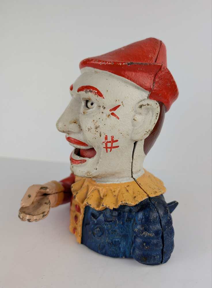 Vintage clown coin-eater, fully functional mechanical money bank - Image 4