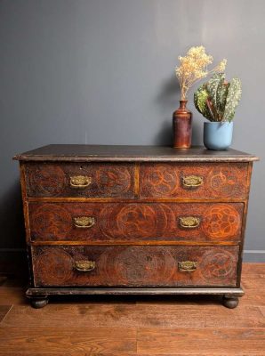 19th century Arts and Crafts hammered toolwork chest of drawers
