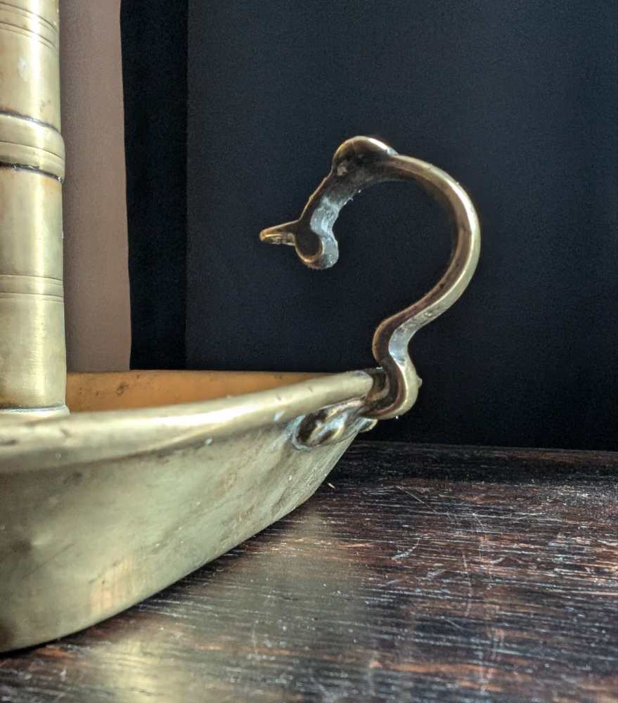 Antique brass chamberstick with slide - Image 7