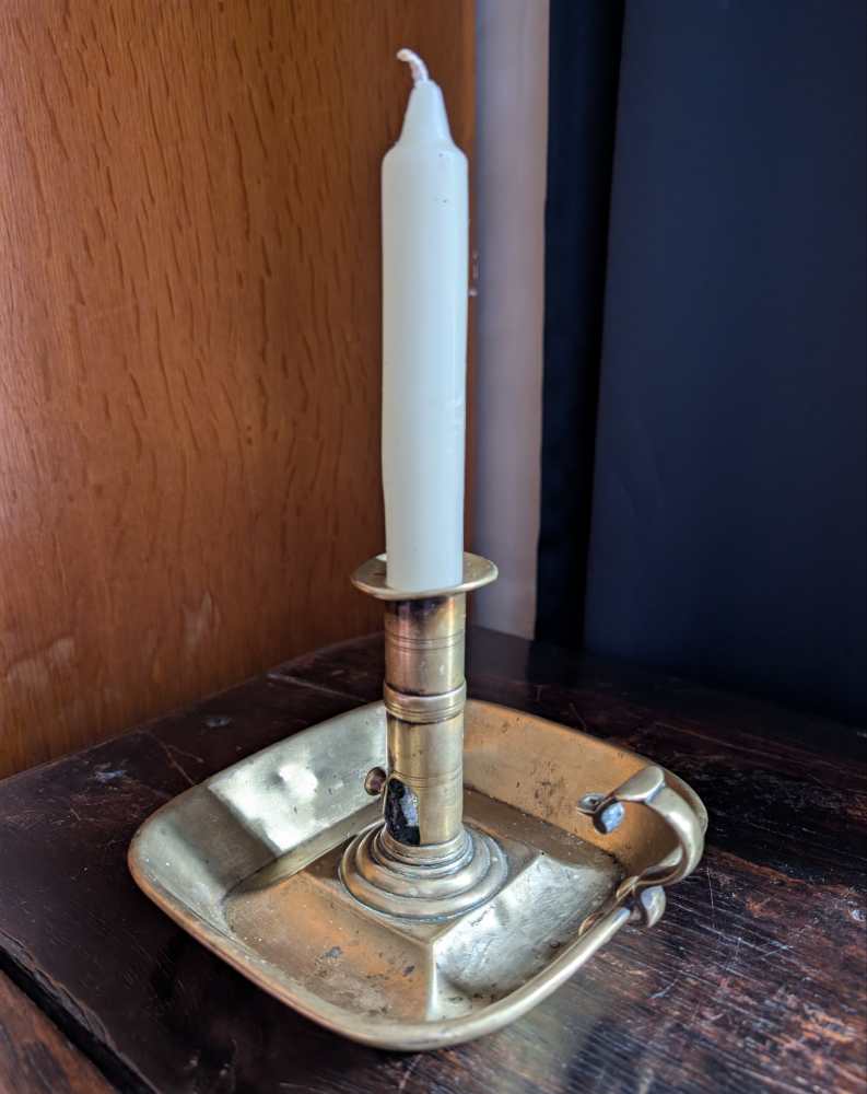 Antique brass chamberstick with slide - Image 13