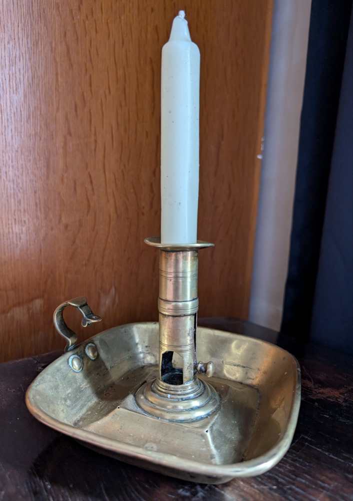 Antique brass chamberstick with slide - Image 9