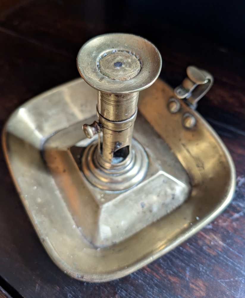 Antique brass chamberstick with slide - Image 12