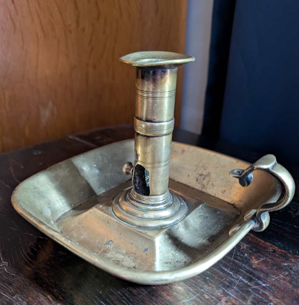 Antique brass chamberstick with slide - Image 6