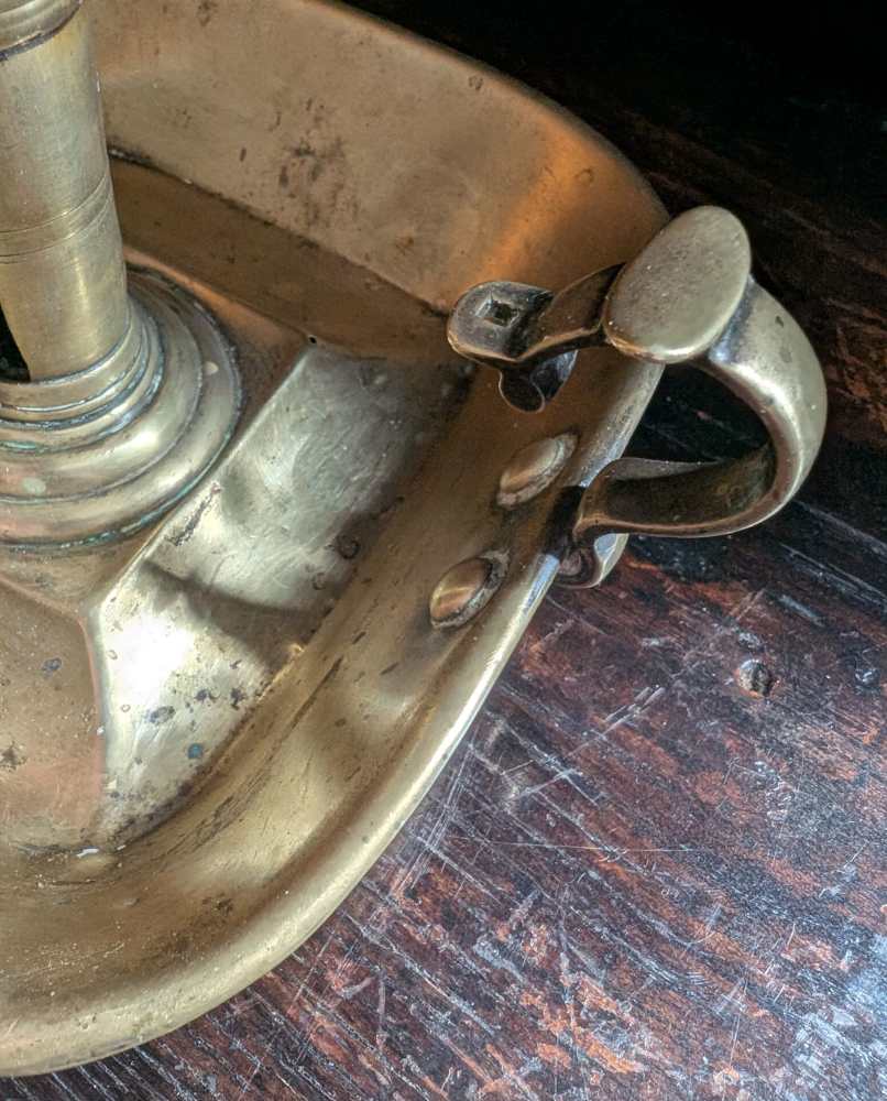Antique brass chamberstick with slide - Image 8