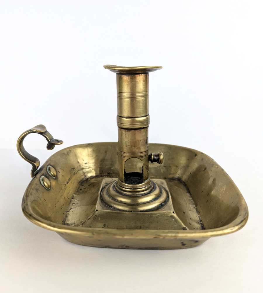 Antique brass chamberstick with slide - Image 2