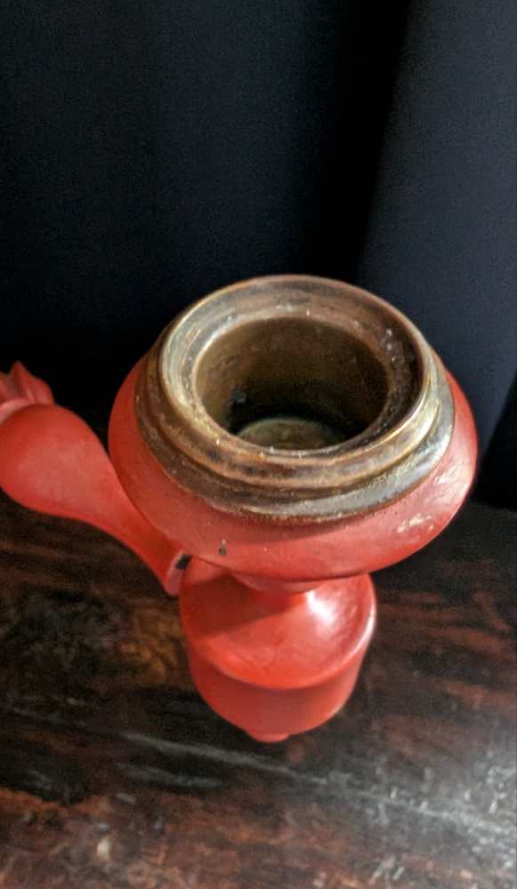 19th century red painted shaving mirror with candle sconces - Image 10