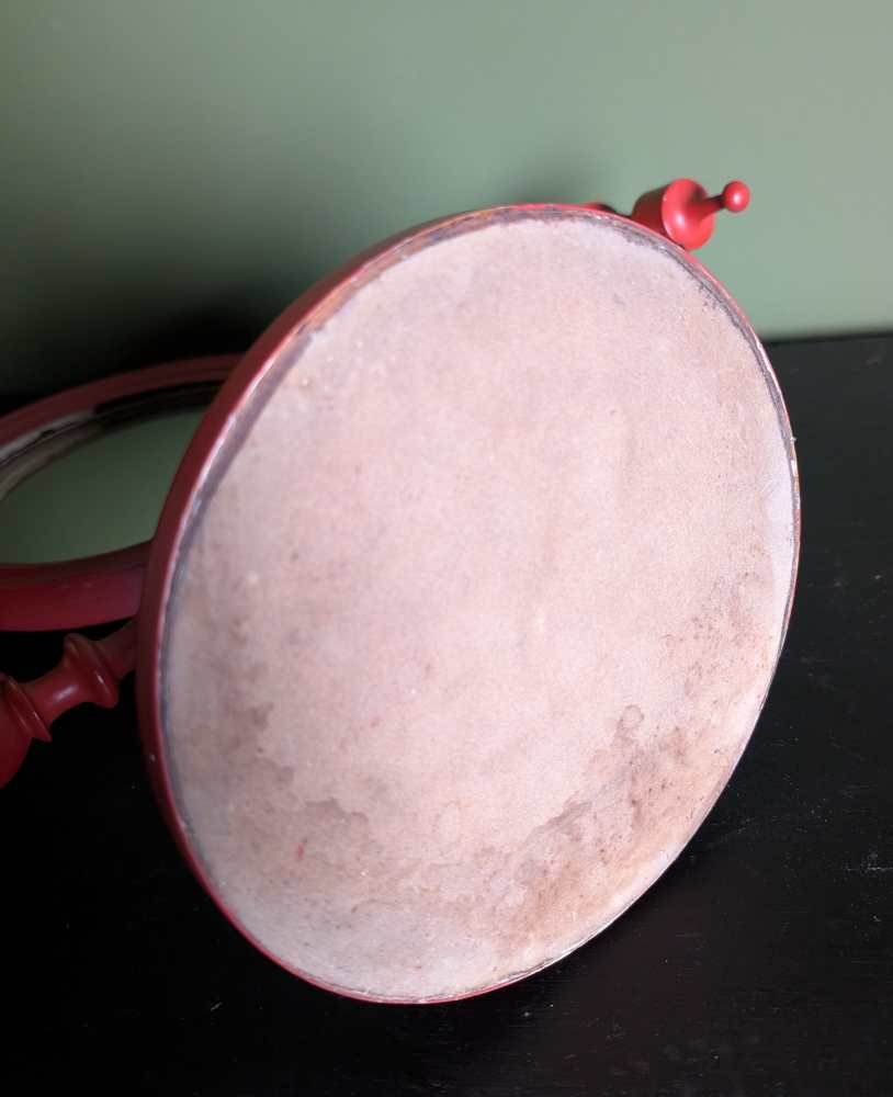 19th century red painted shaving mirror with candle sconces - Image 18