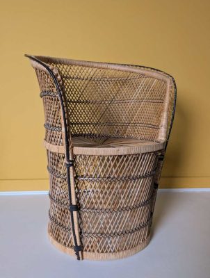 Midcentury rattan barrel chair