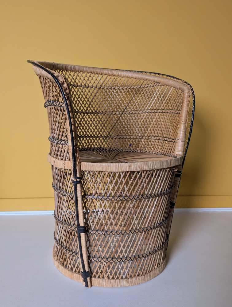 Midcentury rattan barrel chair