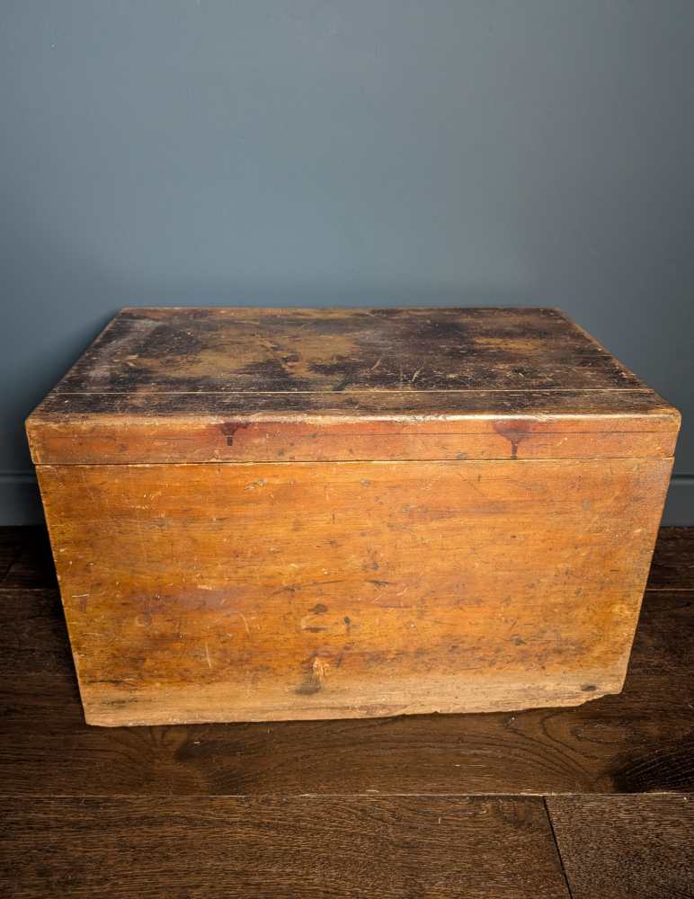 c. late 19th century stained pine storage box and coffee table - Image 2
