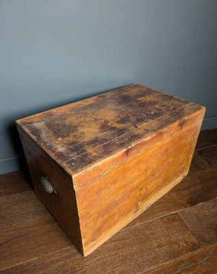 c. late 19th century stained pine storage box and coffee table
