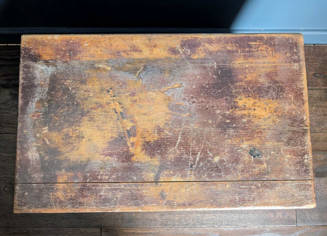 c. late 19th century stained pine storage box and coffee table - Image 10