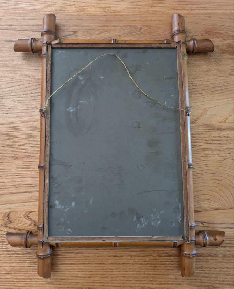 Antique French early 20th century wooden faux bamboo rectangular wall mirror - Image 12