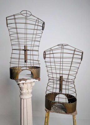 Two 1960s steel wire upper body mannequins
