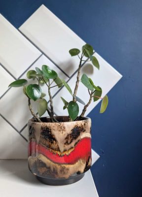West German red and cream plant pot