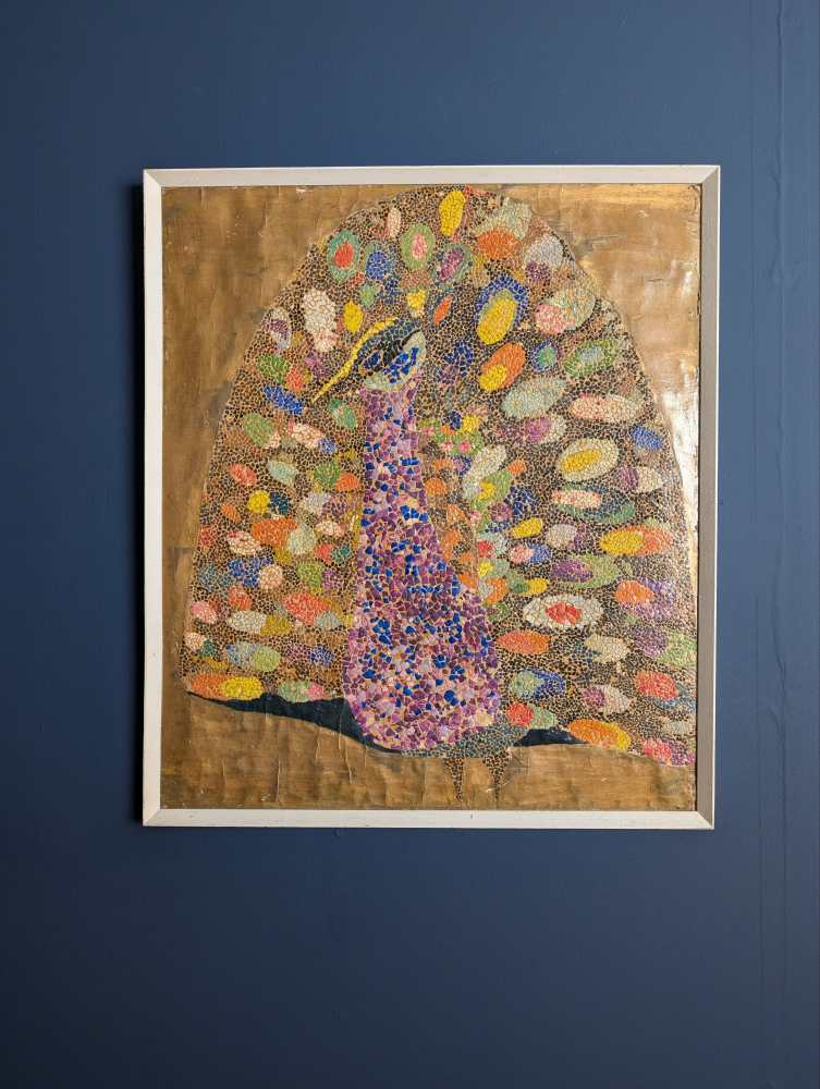 Large mosaic art Peacock, 1970