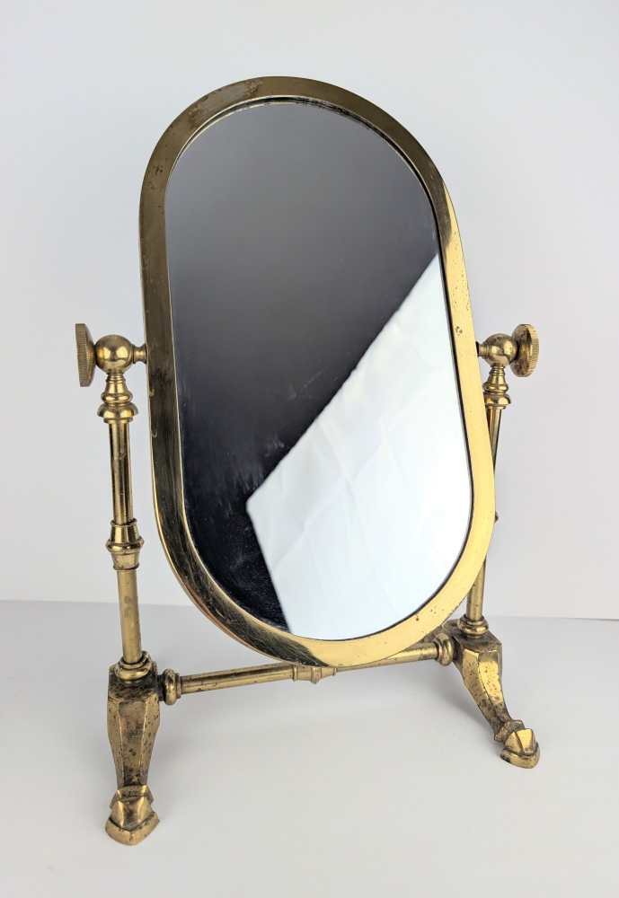 Early-midcentury brass pedestal swing mirror - Image 7
