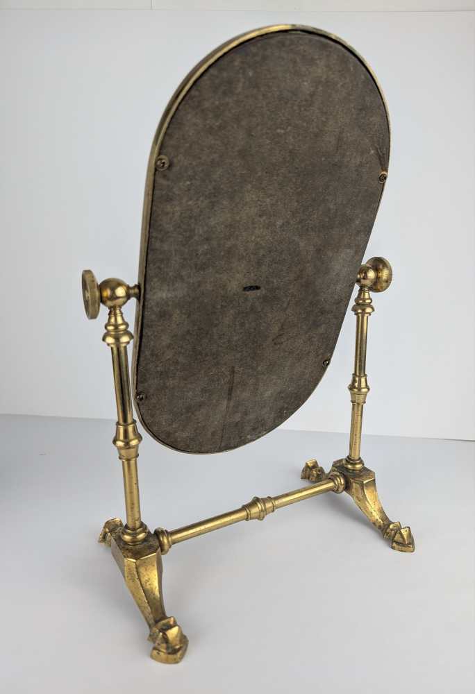 Early-midcentury brass pedestal swing mirror - Image 11