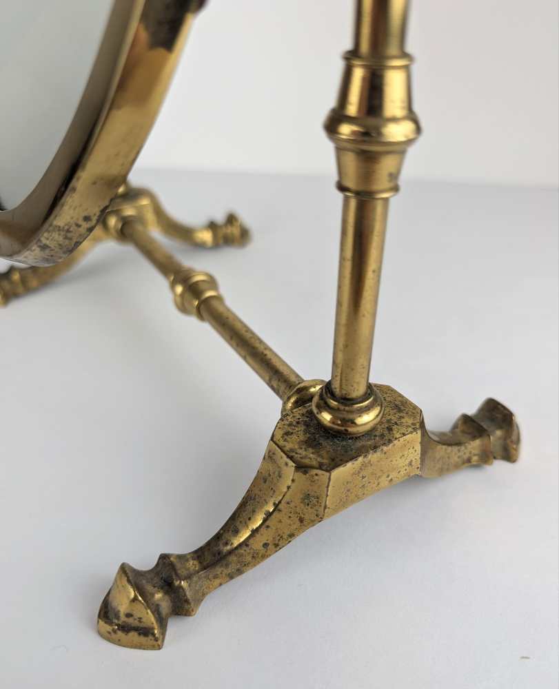 Early-midcentury brass pedestal swing mirror - Image 5