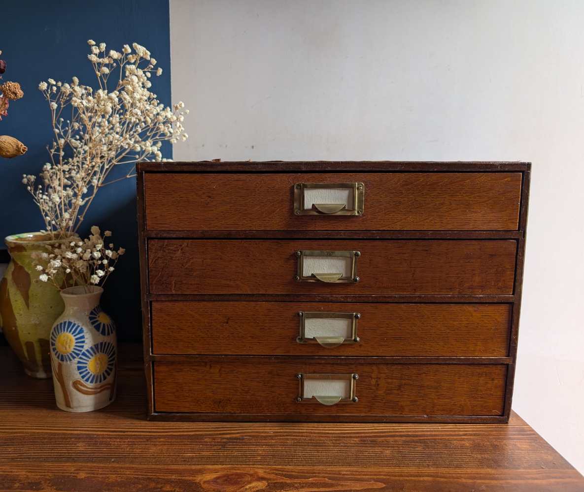 c.1930s Golden oak desktop drawers