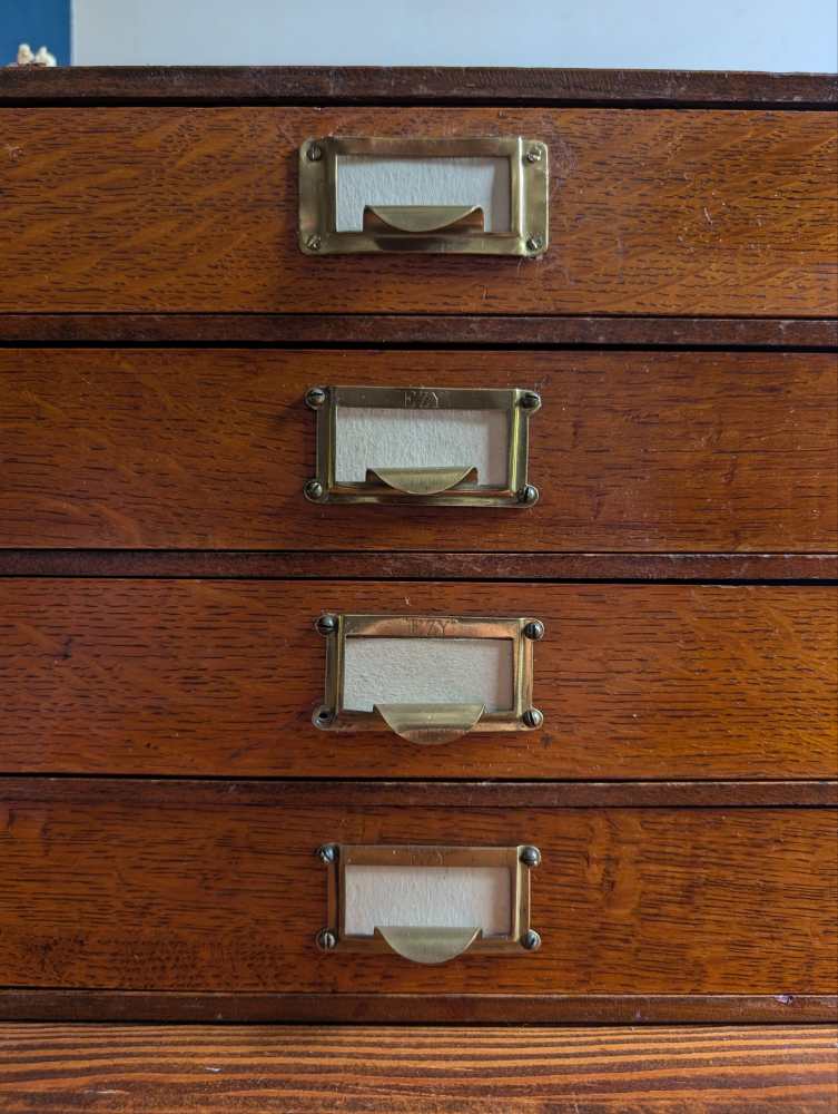 c.1930s Golden oak desktop drawers - Image 8