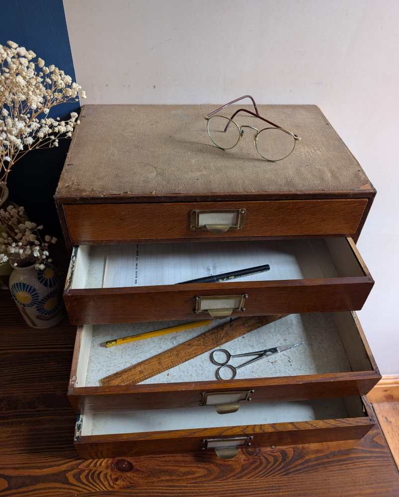 c.1930s Golden oak desktop drawers - Image 14