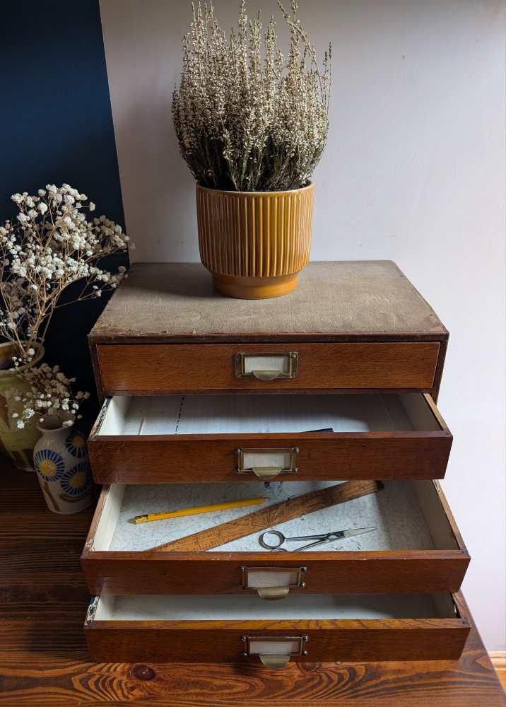 c.1930s Golden oak desktop drawers - Image 4