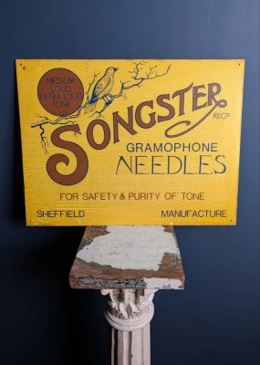 c.1930s enamel advertising sign for Songster gramophone needles