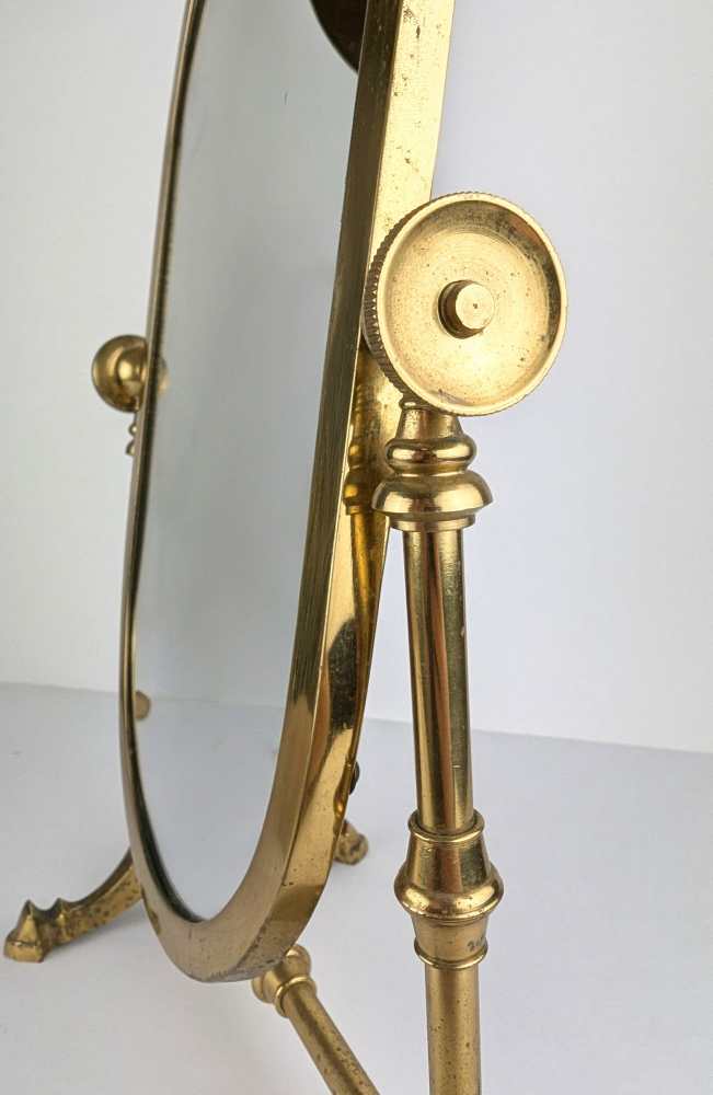 Early-midcentury brass pedestal swing mirror - Image 9