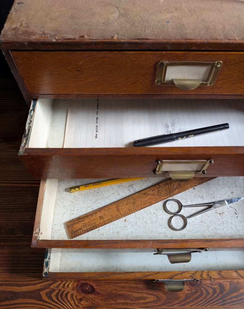 c.1930s Golden oak desktop drawers - Image 5