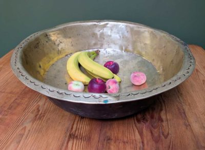 Large antique copper bowl, Channel Islands Bachin