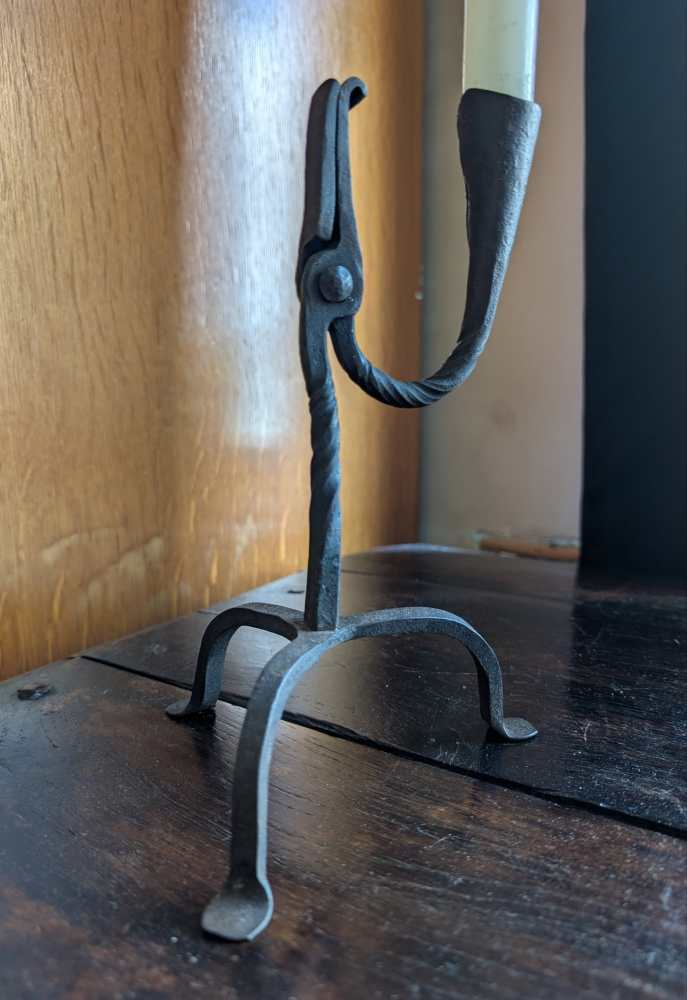 c.18th century Welsh rushlight candlestick holder - Image 10