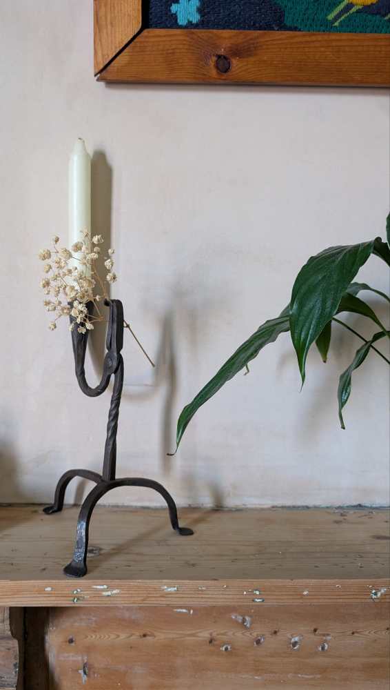 c.18th century Welsh rushlight candlestick holder - Image 9