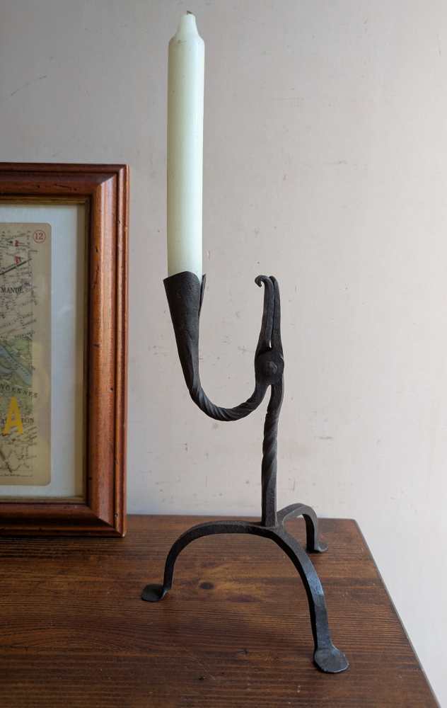 c.18th century Welsh rushlight candlestick holder - Image 15