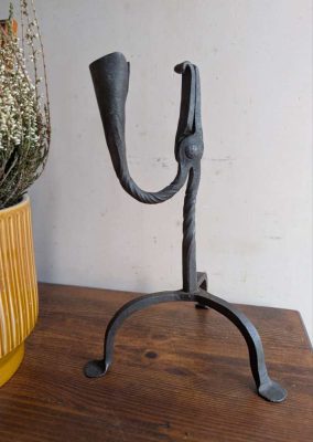 c.18th century Welsh rushlight candlestick holder