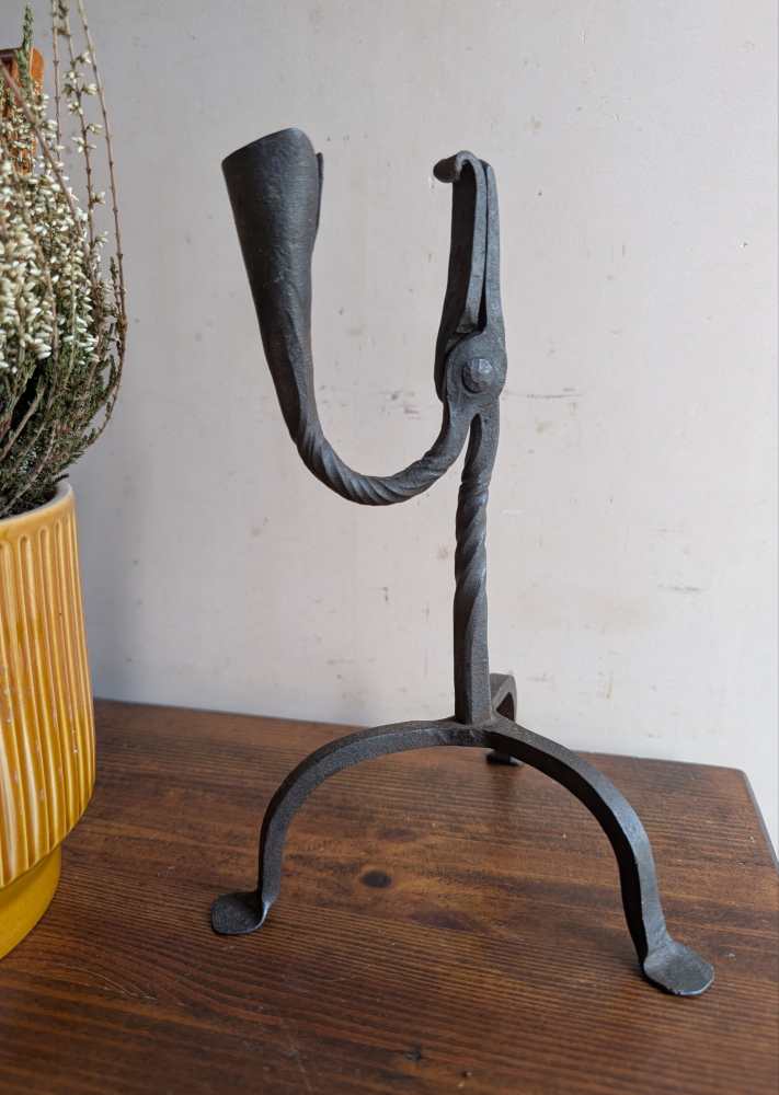 c.18th century Welsh rushlight candlestick holder