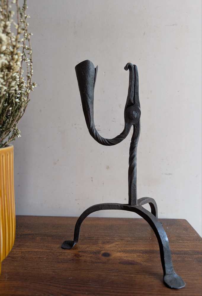 c.18th century Welsh rushlight candlestick holder - Image 18