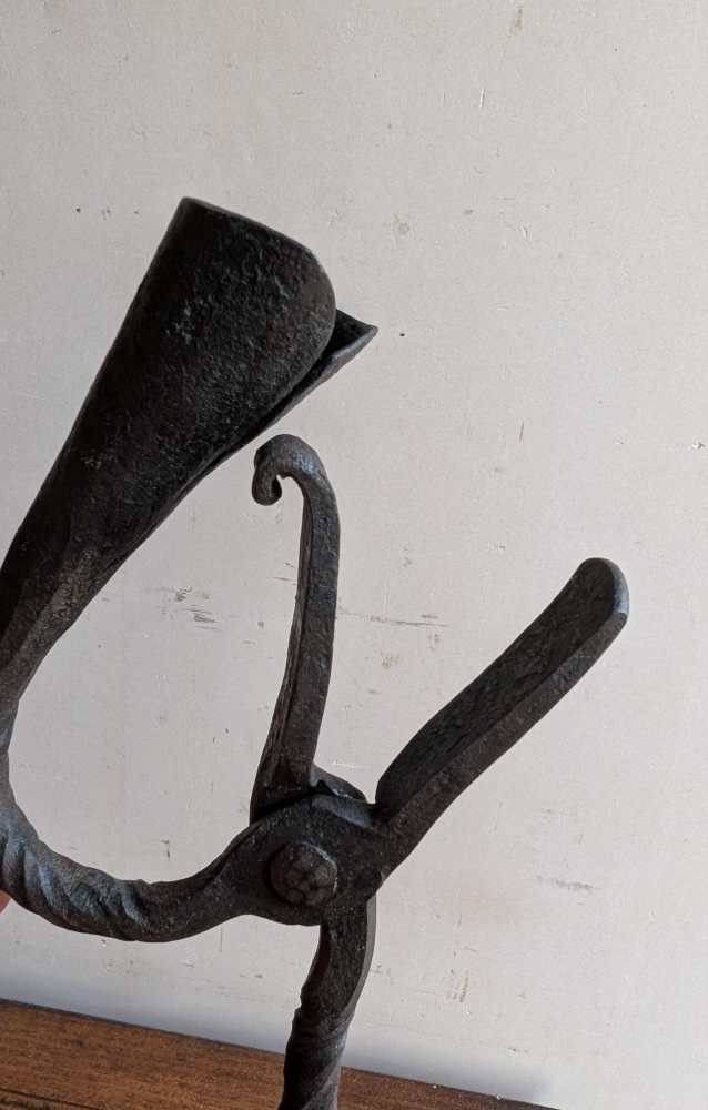 c.18th century Welsh rushlight candlestick holder - Image 7
