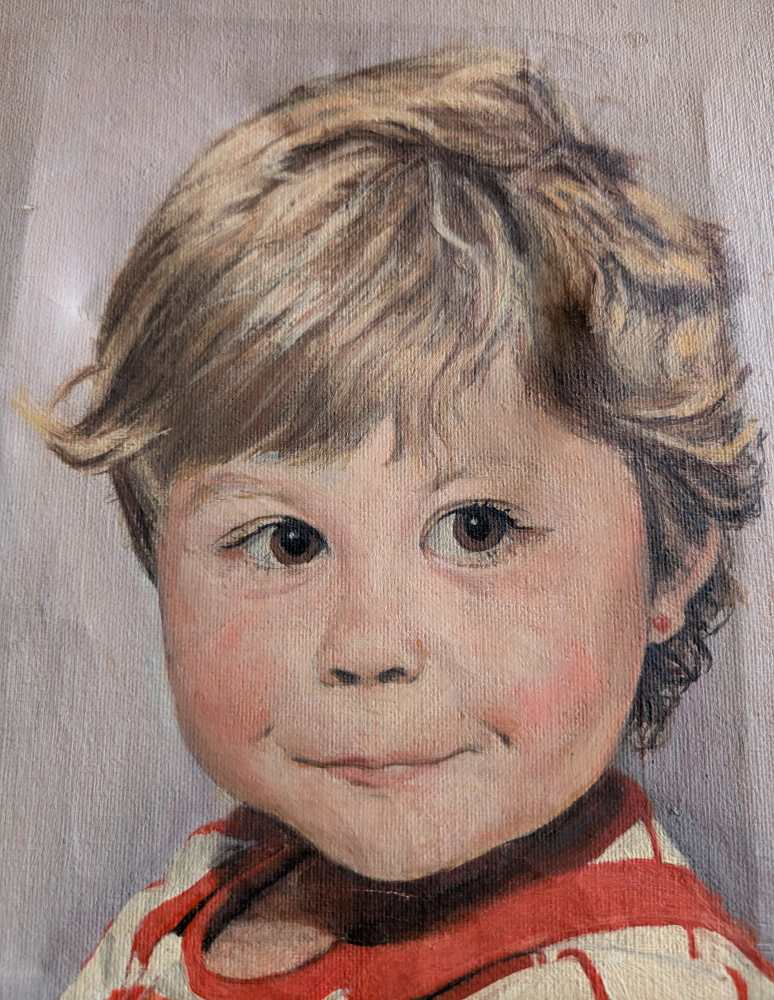 Original midcentury painting of young girl - Image 4