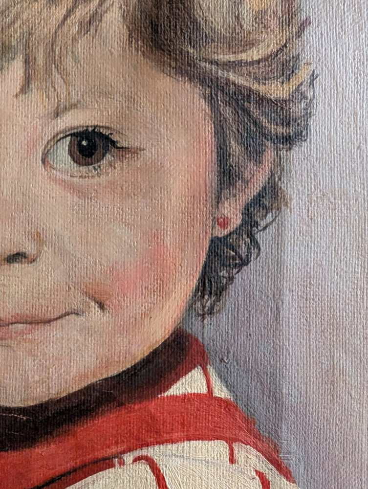 Original midcentury painting of young girl - Image 3