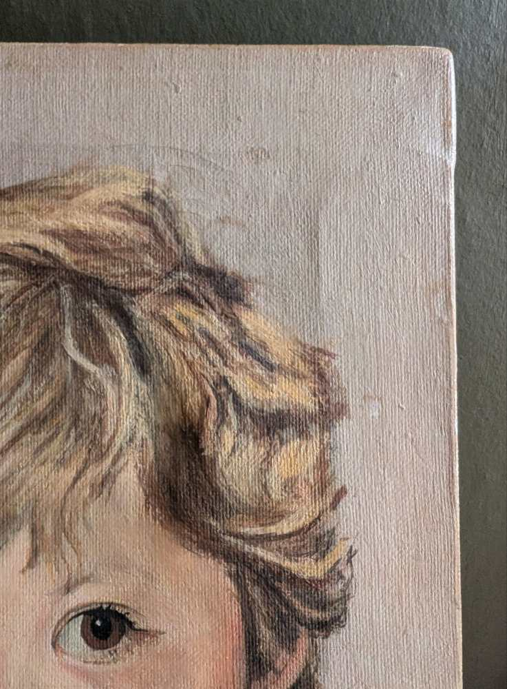 Original midcentury painting of young girl - Image 12