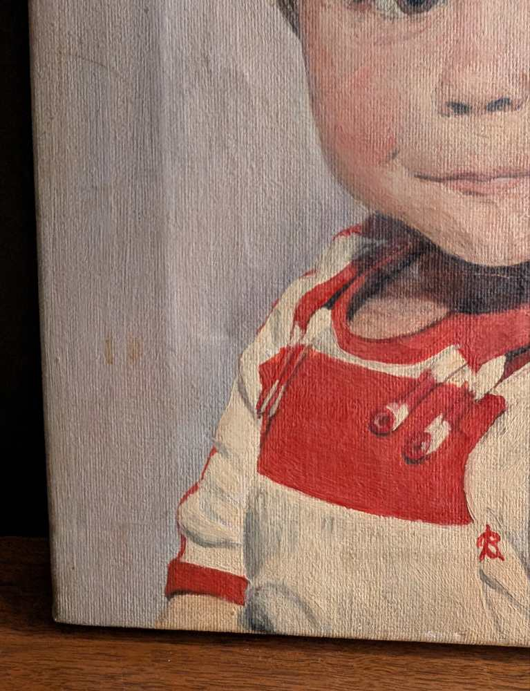Original midcentury painting of young girl - Image 5