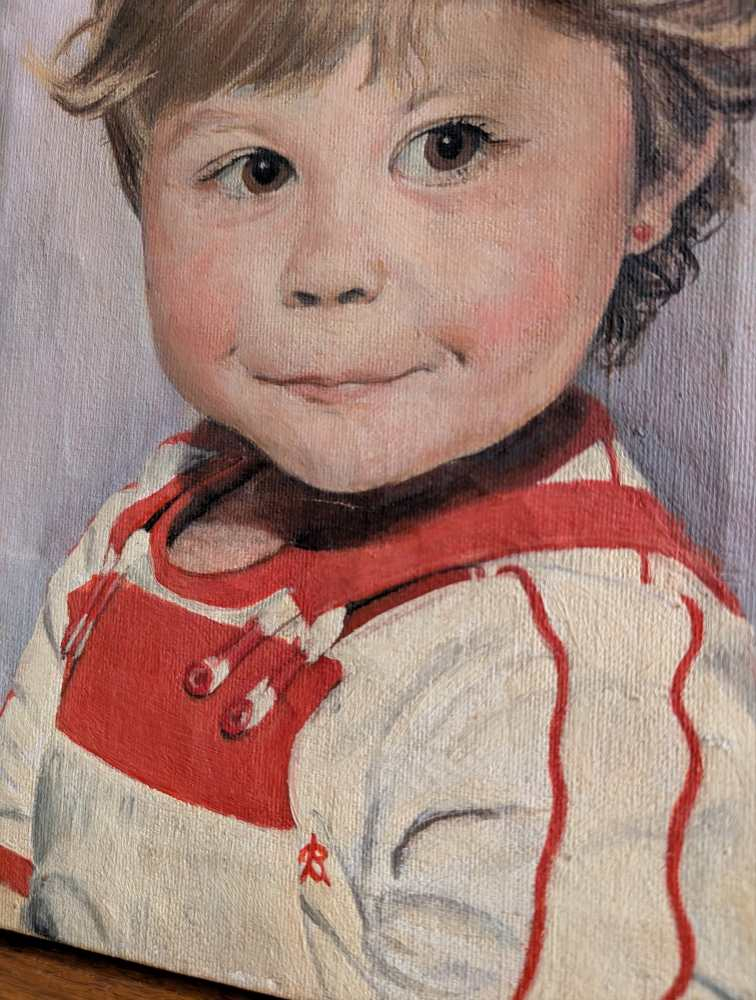 Original midcentury painting of young girl - Image 8