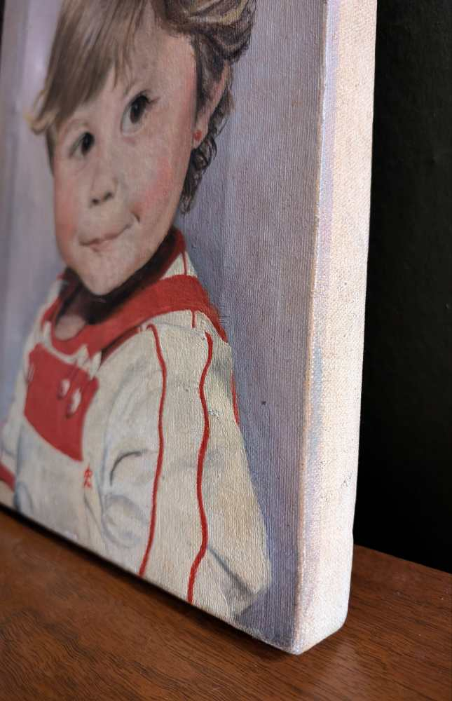 Original midcentury painting of young girl - Image 13