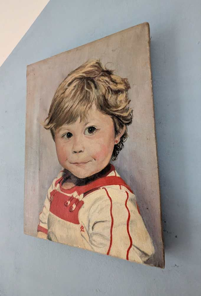 Original midcentury painting of young girl - Image 6