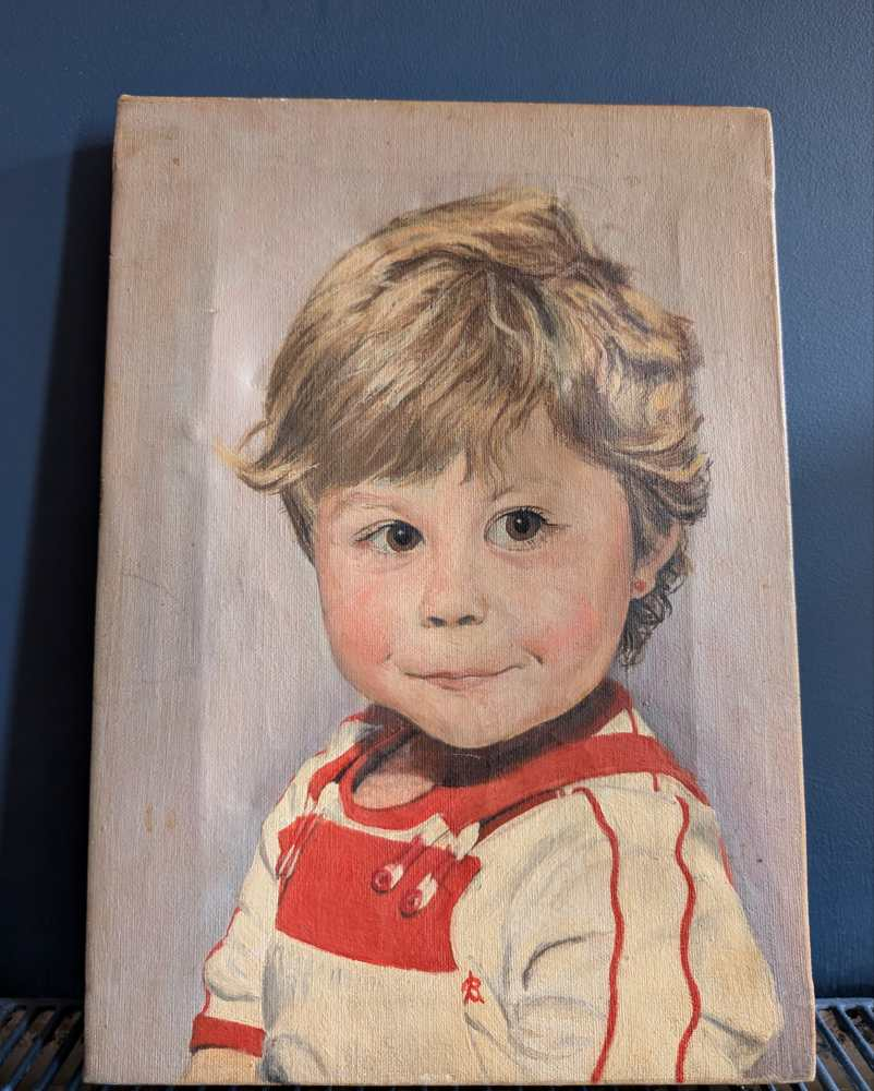 Original midcentury painting of young girl - Image 10