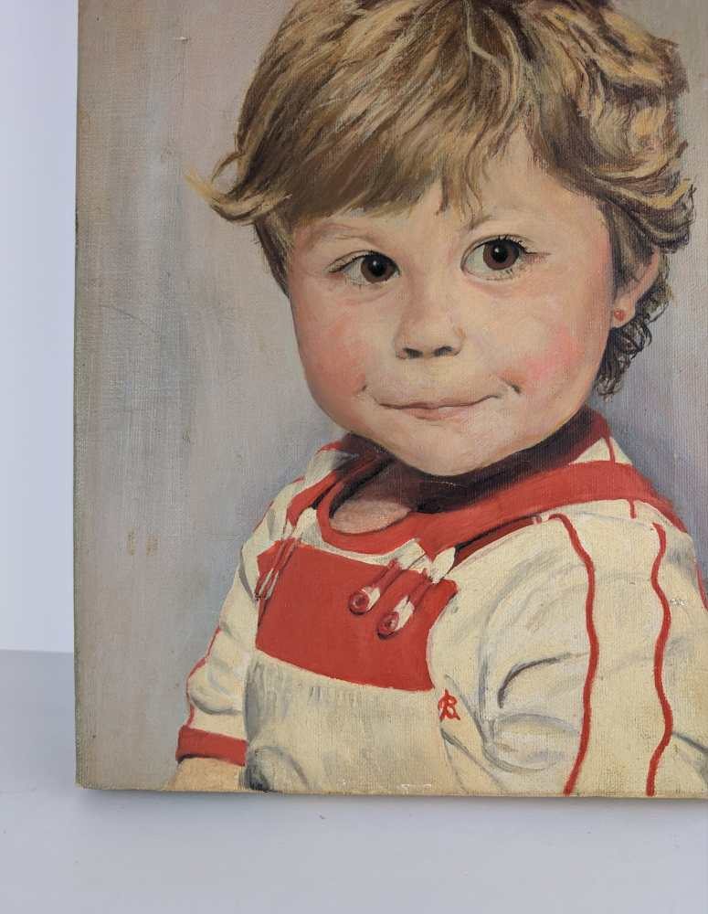 Original midcentury painting of young girl - Image 2