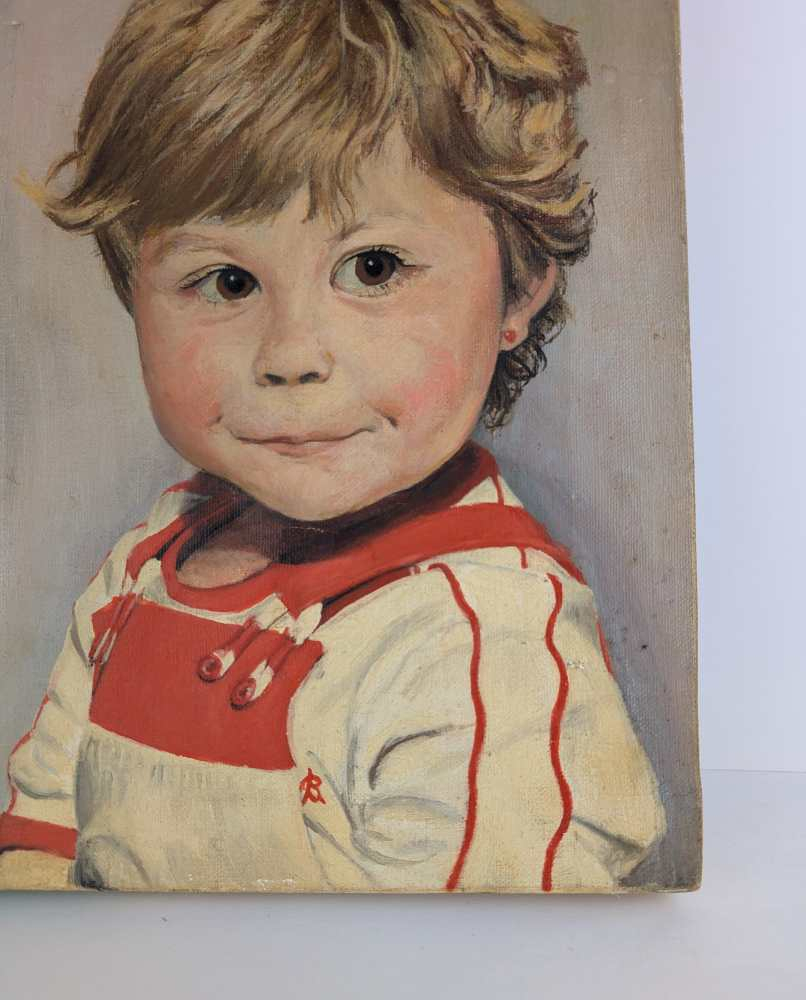 Original midcentury painting of young girl - Image 15