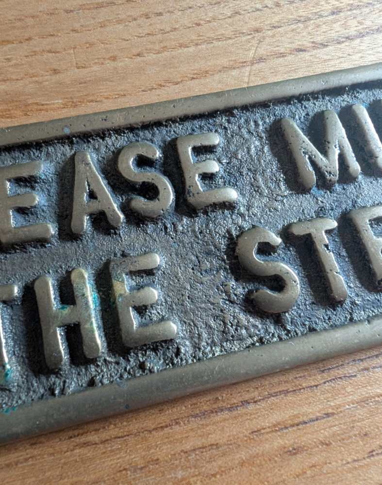 Please Mind The Step - brass sign with vintage screws - Image 5
