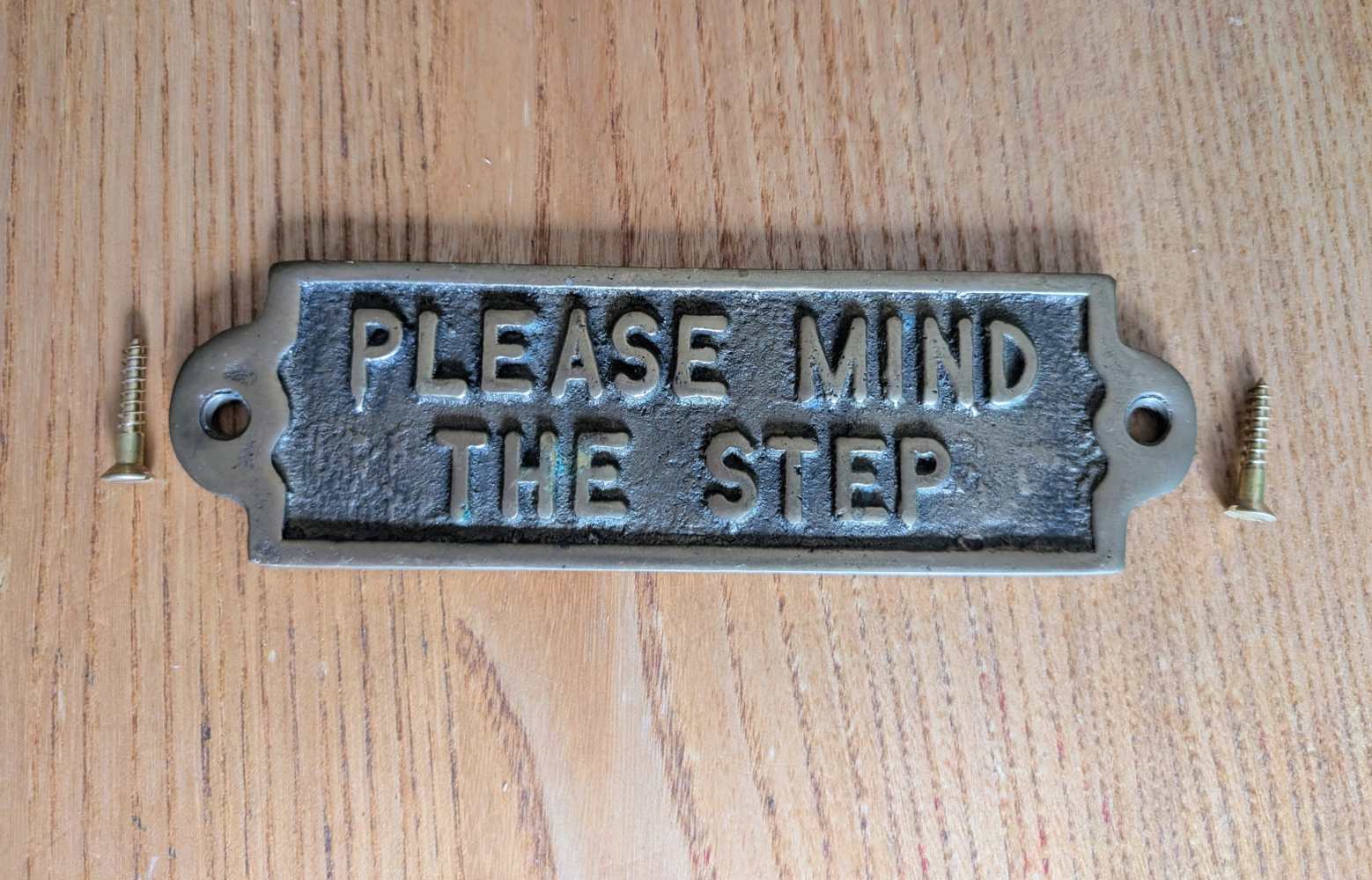 Please Mind The Step - brass sign with vintage screws - Image 3